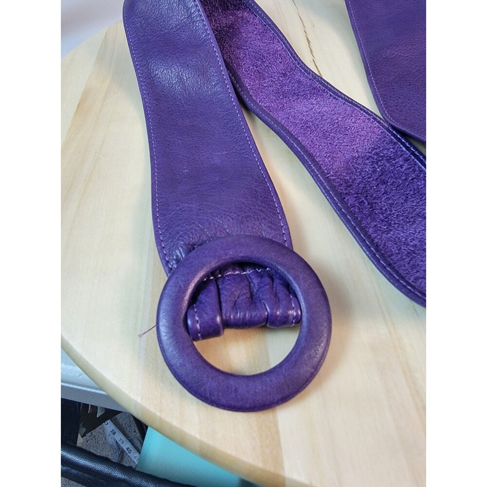 Cuoiofficina Firenze Purple Women’s Wide Waist Belt Round Buckle Adjustable - Picture 12 of 16